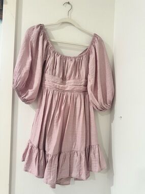 Selfie Leslie Dusty Pink Puff Sleeve Midi Dress
